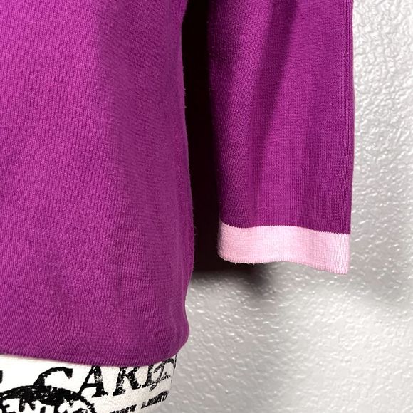 Harold's Sz L Hand-Framed Color Block Sweater 100% Cotton Knit 3/4 Sleeves Pink - Picture 4 of 9
